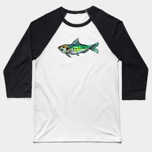 Green Sardine Watercolor Baseball T-Shirt